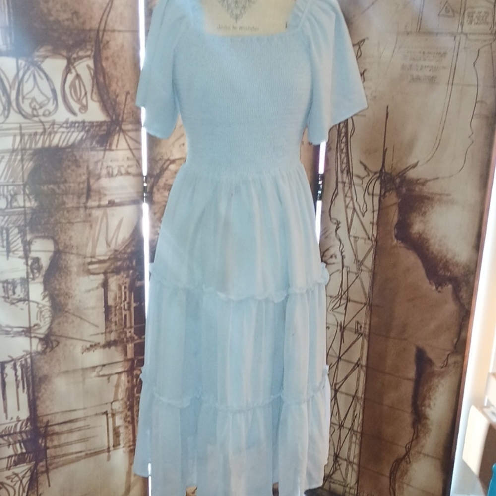 Light Blue Tiered Dress